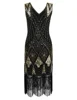 Women's Vintage Bead Sequin Lace Long Fringe Maxi Dress Evening Dress