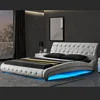 1144-1 Italy Style Buttoned Design PU synthetic Luxury Double Bed Frame with Stylish Curve&LED Light