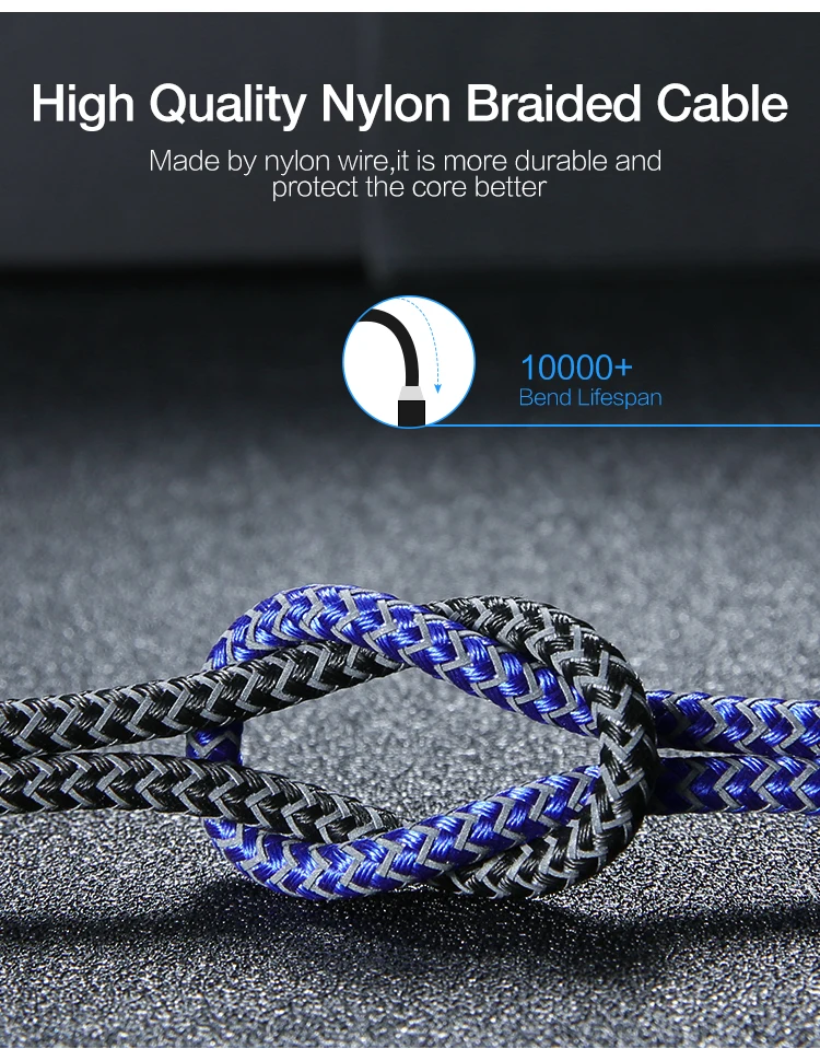 Free Shipping RAXFLY Mobile Phone Charging Accessories 2 M Metal Magnet Nylon Braided Micro Usb Cable - ANKUX.COM
