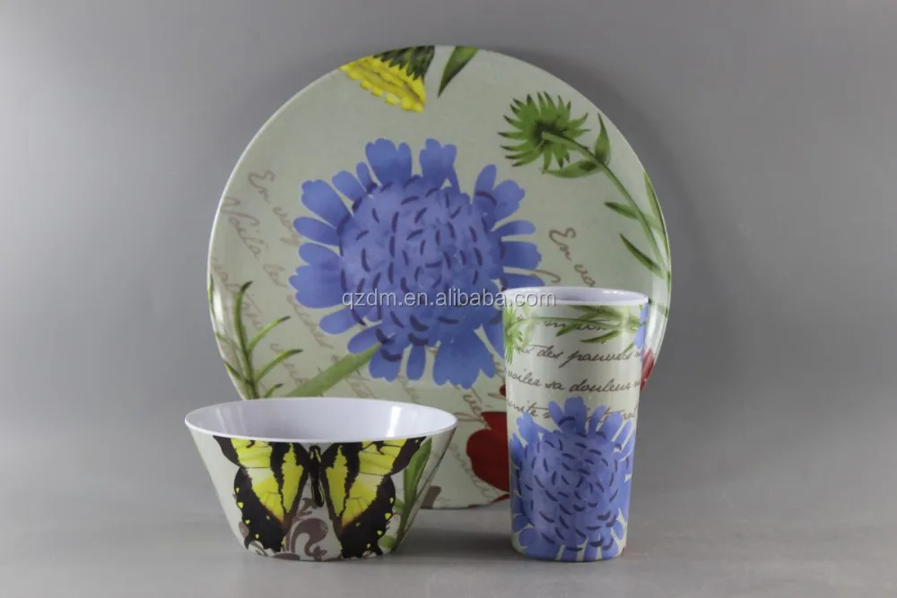 100% Melamine Dinnerware Of 3pcs