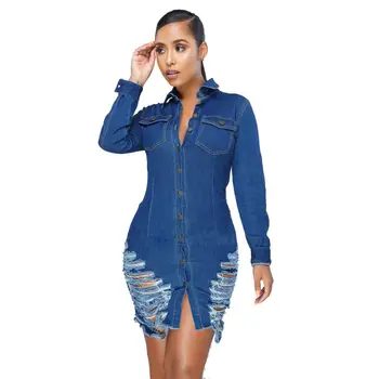 Women Lady Sexi Pictures Sexy Night Jeans Dresses - Buy Long Sleeve ...