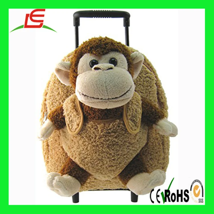 C087 New Style 2 In 1 Kids Plush Monkey Rolling Suitcase,Backpack With