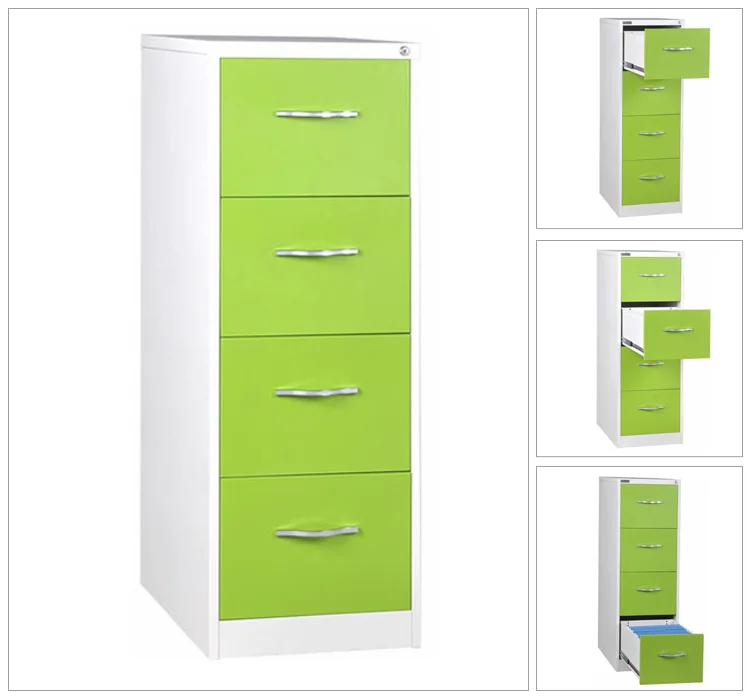 Vertical Map Steel Metal 4 Drawers Box File Cabinet Used In Office
