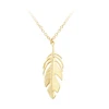 2016 Wholesale fashion jewelry custom 14k gold feather shaped metal necklaces for women