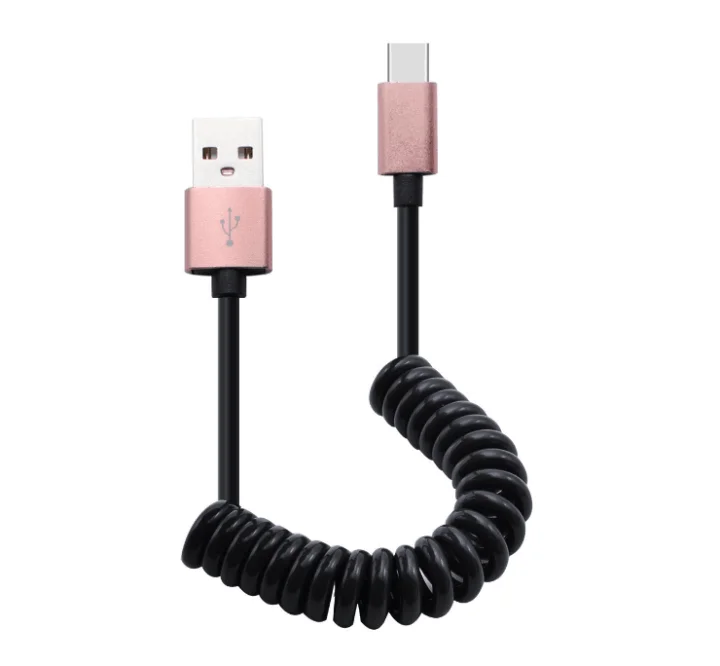 Usb Type C Cable Coiled Spring Spiral Typec Male To Usb 2.0 A Male