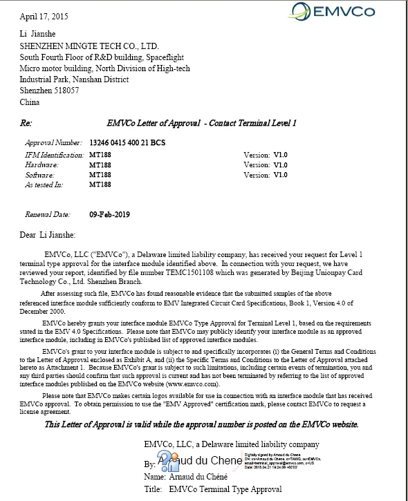 Manual card readers MT188 EMV Certificate.png