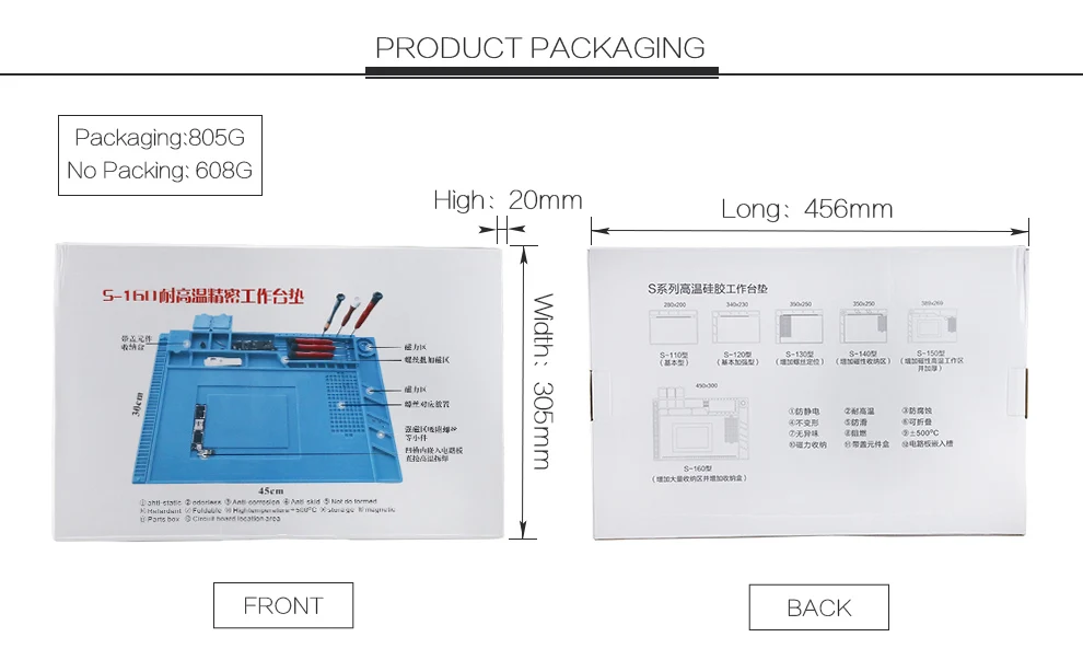BST-S-160 45x30cm Soldering Station Iron Phone PC Computer Repair Mat Magnetic Heat Insulation Silicone Pad Desk Platform
Product Description.jpg