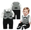 QX1654 Autumn baby long sleeve children's wear Boy gentleman rompers necktie jumpsuits/climb clothes