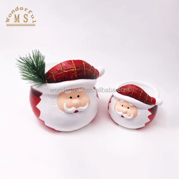China manufacturer Santa Claus and snowman Christmas ceramic pottery flower pot set
