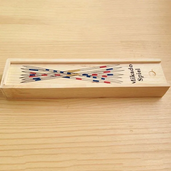 Baby Educational Wooden Traditional Mikado Spiel Pick Up Sticks have Box Game 