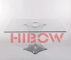 cheap modern design top round rotating glass dining table with plastic chairs