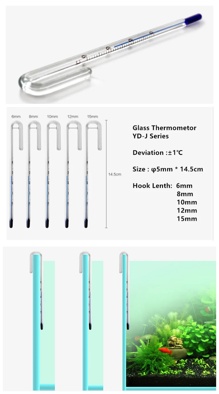 Full Range Floating Fish Tank Temperature Aquarium Thermostat Glass