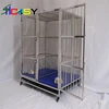 Low price indoor stainless steel cat crate dog cage kennel with wheels