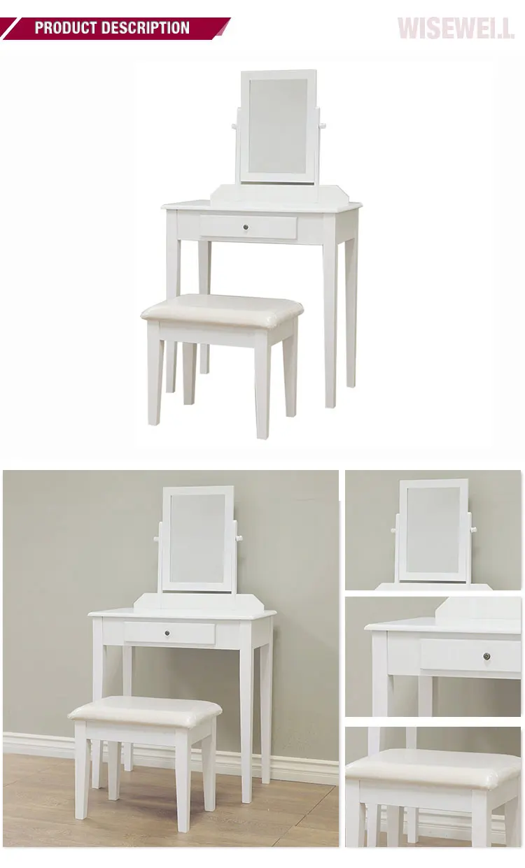 W-HY-0611 French style Home Furnishing 3 Piece Wood White Vanity Set