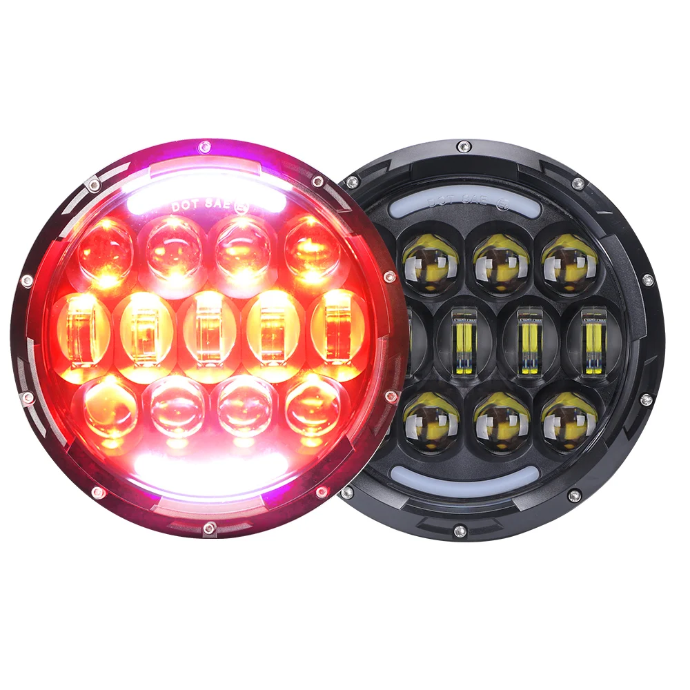 Hot Selling High Lumen Dc916v Ip67 105w Rgb Headlight 7 Inch Round Rgb Led Headlight With