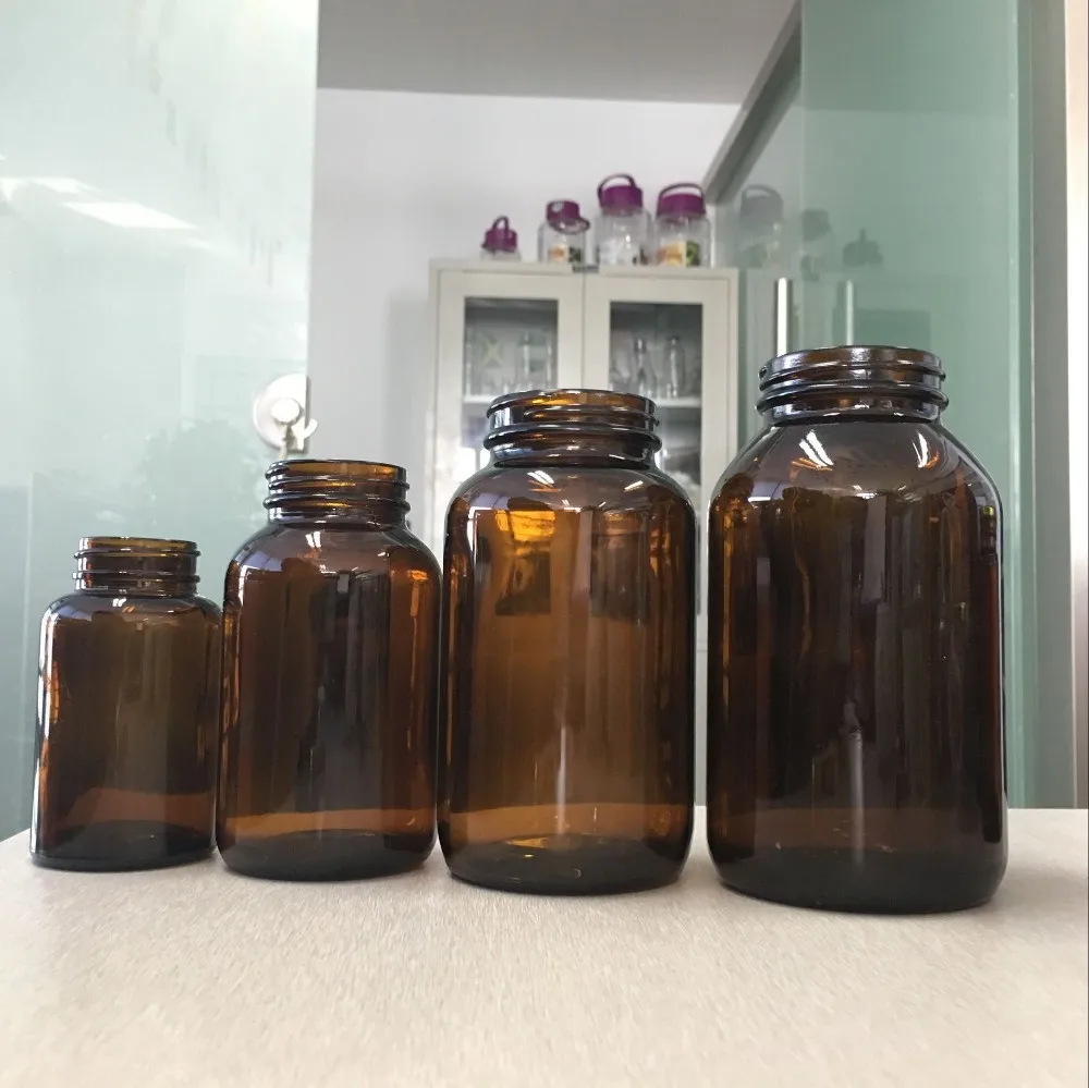 120ml/200ml/250ml/400ml/500ml Amber Pharmaceutical Glass Jars