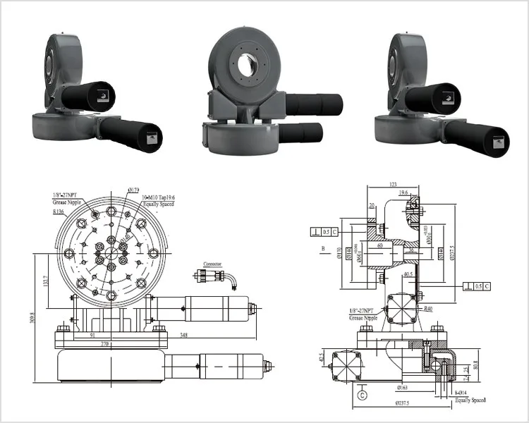 9'' Vertical Slewing Drive For Solar Tracking System VE9-61-25R