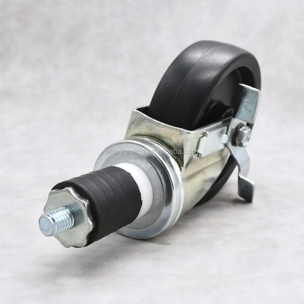 Ss 5 Inch Expanding Stem Caster Wheel With Rubber Expandable Tubing