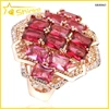 brass ruby crystal stone big glass ring for women semi joias