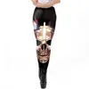 Wholesale milk silk leggings halloween skeleton colorful skull Punk style printed women workout black leggings