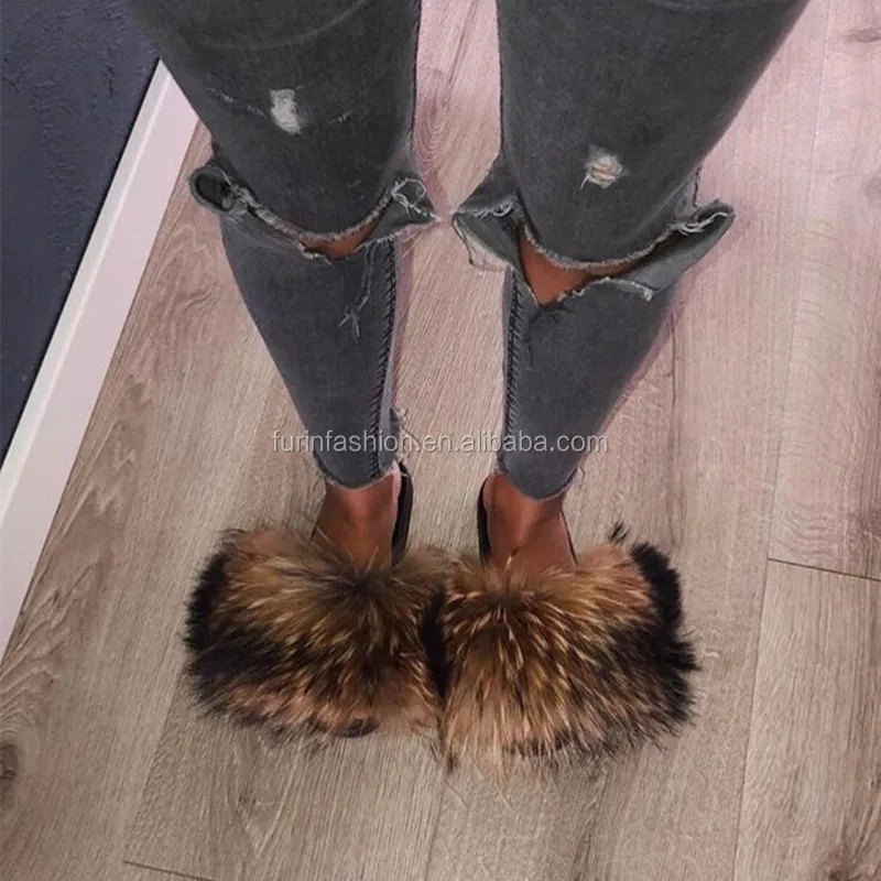 racoon fur slides