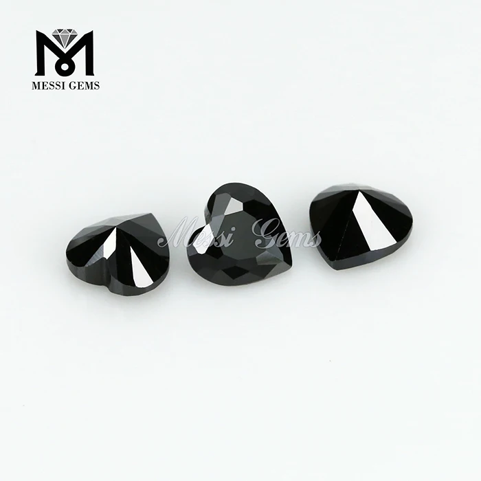 Оптовая цена сердца разрезание 5 х 5 мм черный кубический цирконий камни
