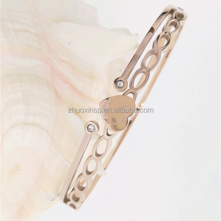 Wholesale products girls gold heart stainless steel bracelet