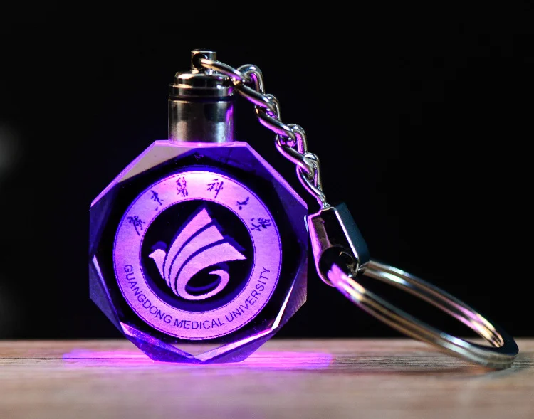 Car Logo Keyring Crystal Light Changing Custom Crystal Keychain