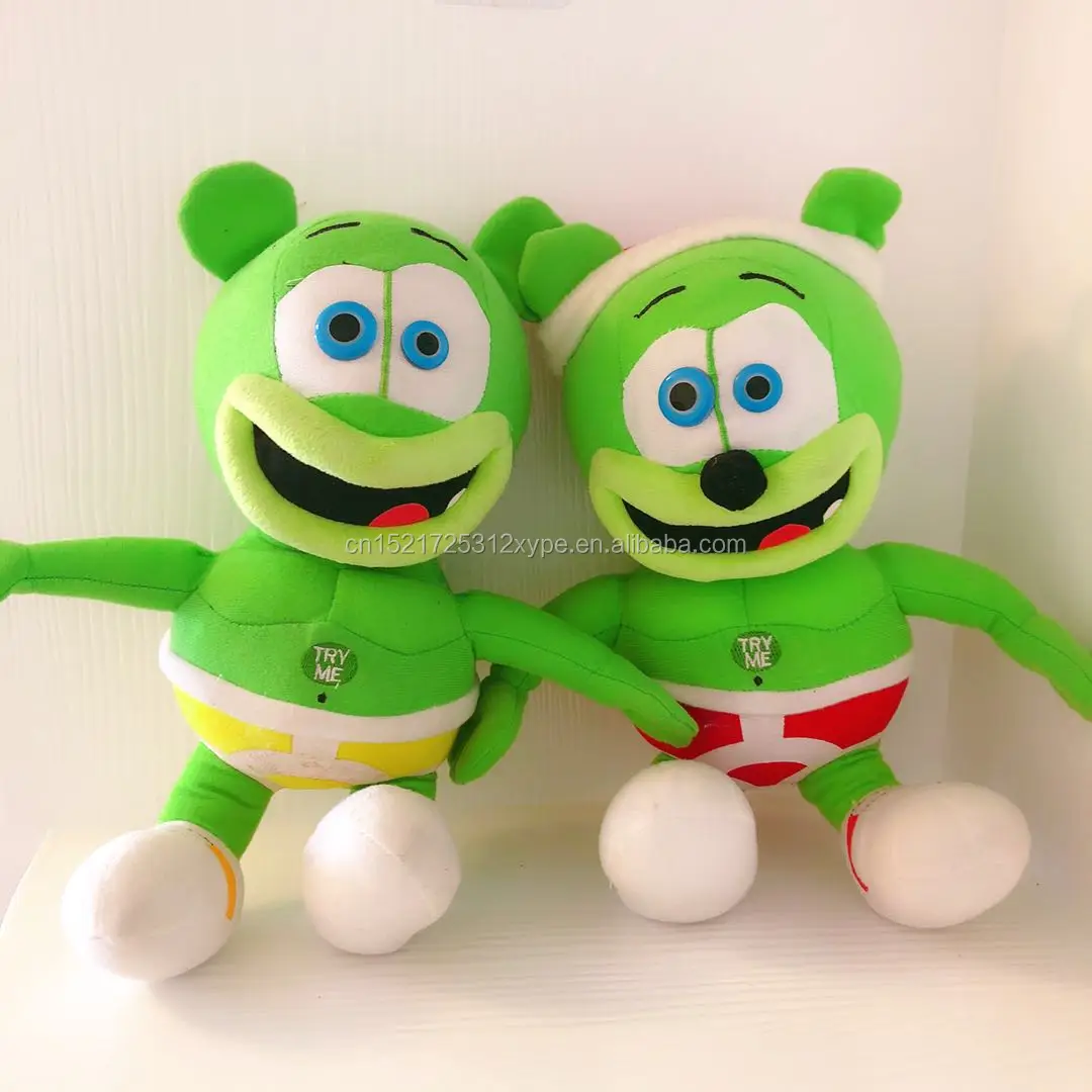 Green Christmas Hat Gummy Bear Plush Toy With Big Mouth With Musical Instruments Buy Gummy