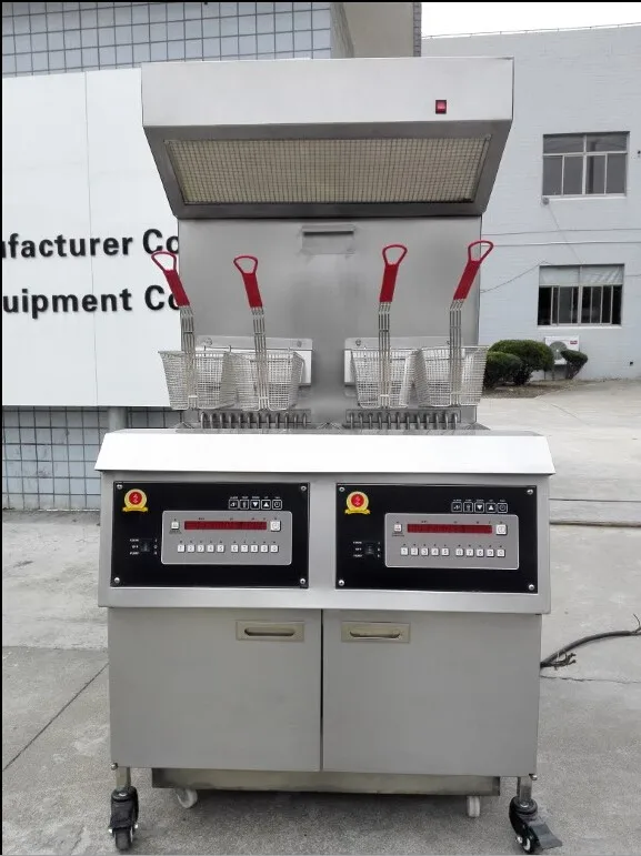 2016new Designed Electric Double Deep Fryer With Range Hood / Gas