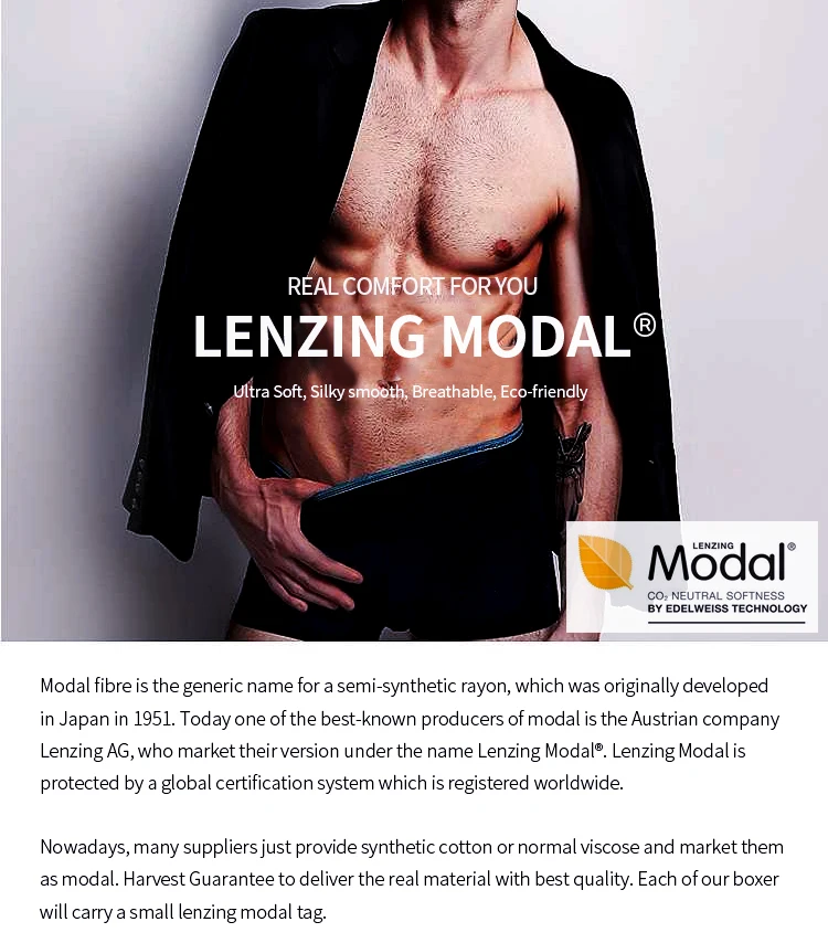 lenzing modal fabric men underwear boxer shorts briefs breathable
