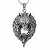 Antique Jewelry Vintage Titanium Steel Mens Micro Agate Wolf Shaped Necklace Wholesale