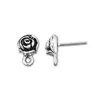 Antique silver Rose Flower Earring Post Ear Stud Ear wires Finding