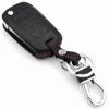 4D Genuine Leather foldable 3 buttons Smart Remote Key Fob Holder Key Case Cover with Keychain for K5 K3 with box package