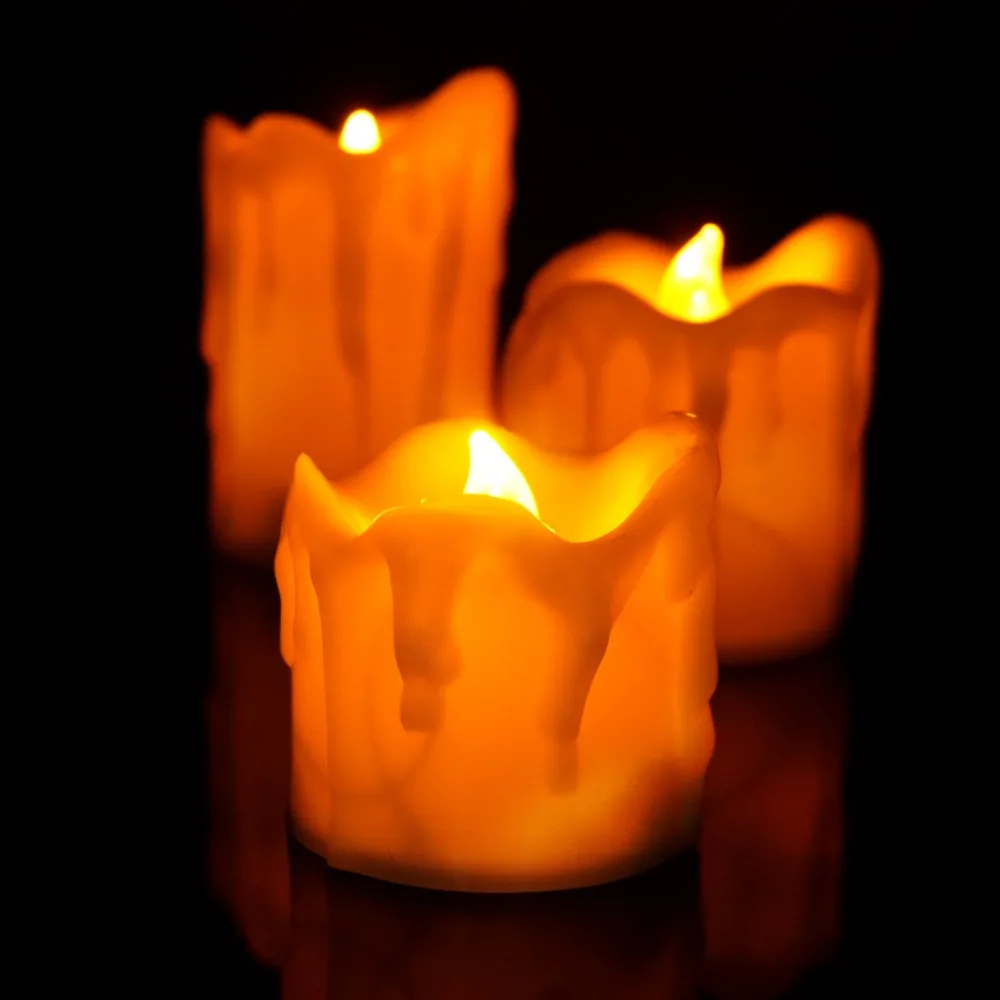 Latest LED Simulated Tear Plastic Candle Sets Large Bright Battery Candle Light for Church