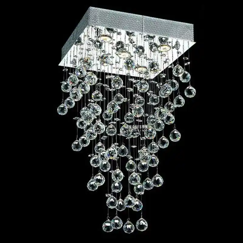 Modern spiral beaded string hanging luxury k9 crystal chandelier