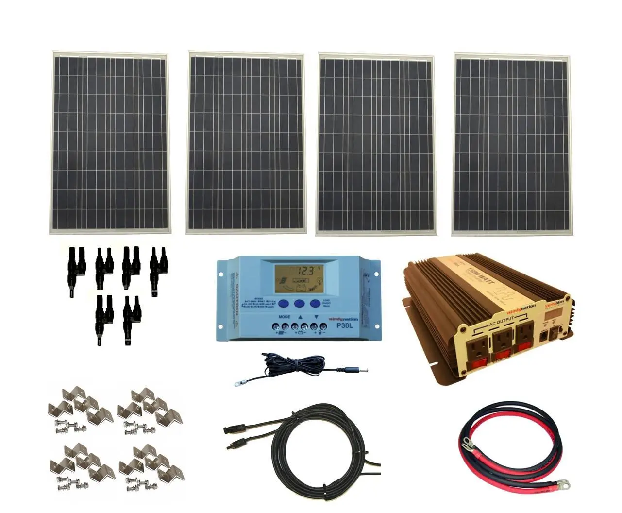 Buy Windynation 400 Watt Solar Panel Complete Kit 4pcs 100 Watt