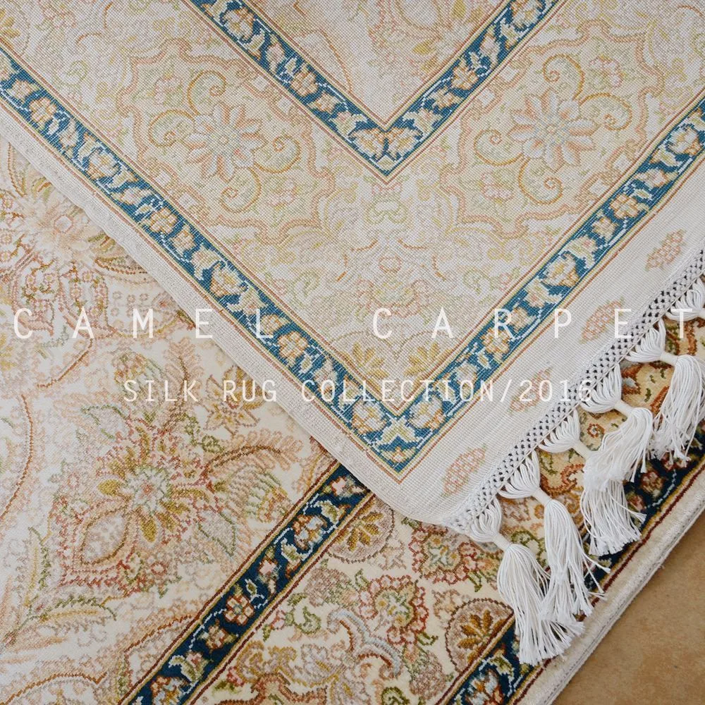 Persian Handmade Area Silk Carpet Runner Beige Gorgeous Carpet Runners 