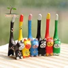 The Nordic Log Carving Creative Gift Crafts Painted Long Tail Kitten Stand Sculpture Cat Accesories