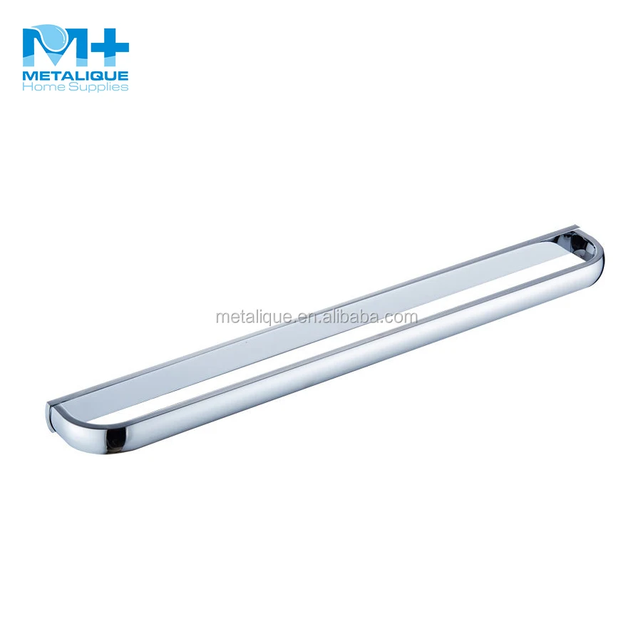 
Metalique Wall Mounted Bathroom Accessories Solid Brass Chromed Single Towel Rail Bar Rack Holder 