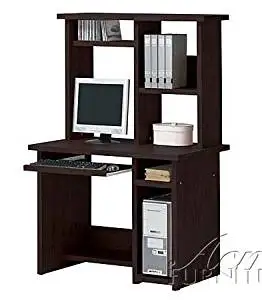 Computer Desk with Hutch Contemporary Style in Espresso Finish