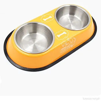 puppy food and water bowls