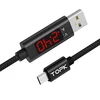 TOPK Micro USB Cable 1M Voltage and Current Display Nylon Braided Charging Cable