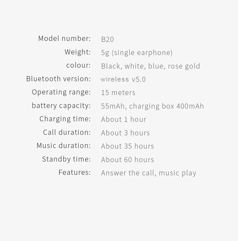 Air dots tws earphone B20 mini in ear earphone bluetooth headphone touch control noise cancelling earbuds with charging box - ANKUX.COM