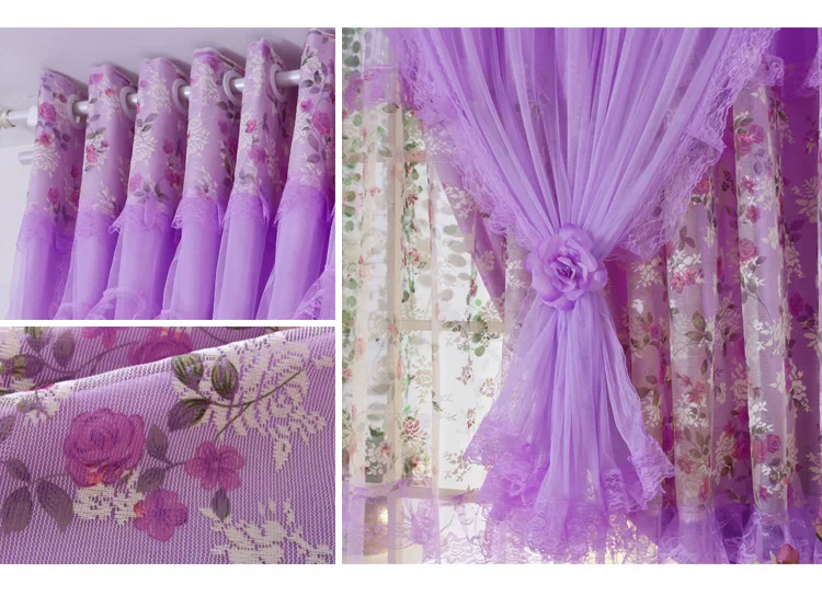 panel Korean garden floral  Princess lace tulle cloth sheer curtain tulle E263 