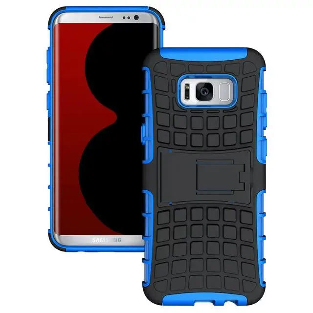 shockproof TPU+PC 2in1 tire pattern bracket cover phone case For Samsung Galaxy S8 S8 Plus
