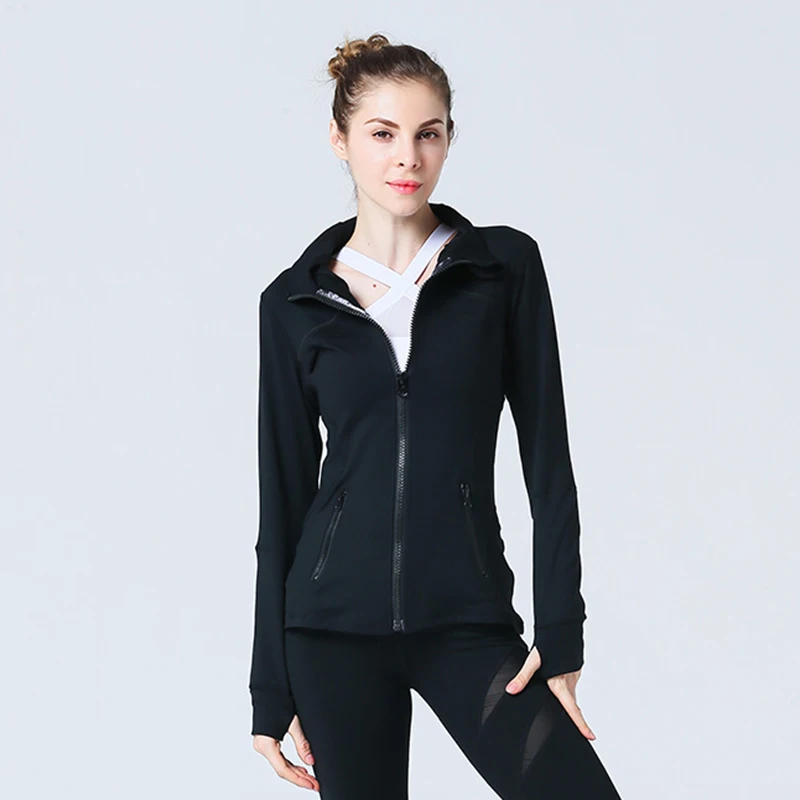 Women's Slim Fit Light Weight Full Zip Yoga Workout Jacket Sports Coats ...