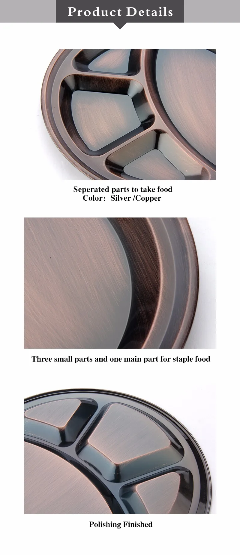 4 Compartment Stainless Steel Round Lunch Plate Cover Plate Buy 4