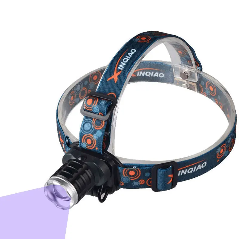 rechargeable uv headlamp zoom 3w led 395nm ultraviolet black light