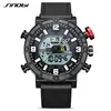 SINOBI 9733 G Top Brand Men Sport LED Display Wristwatch Men Leather Digital Watch Backlight 2018 New